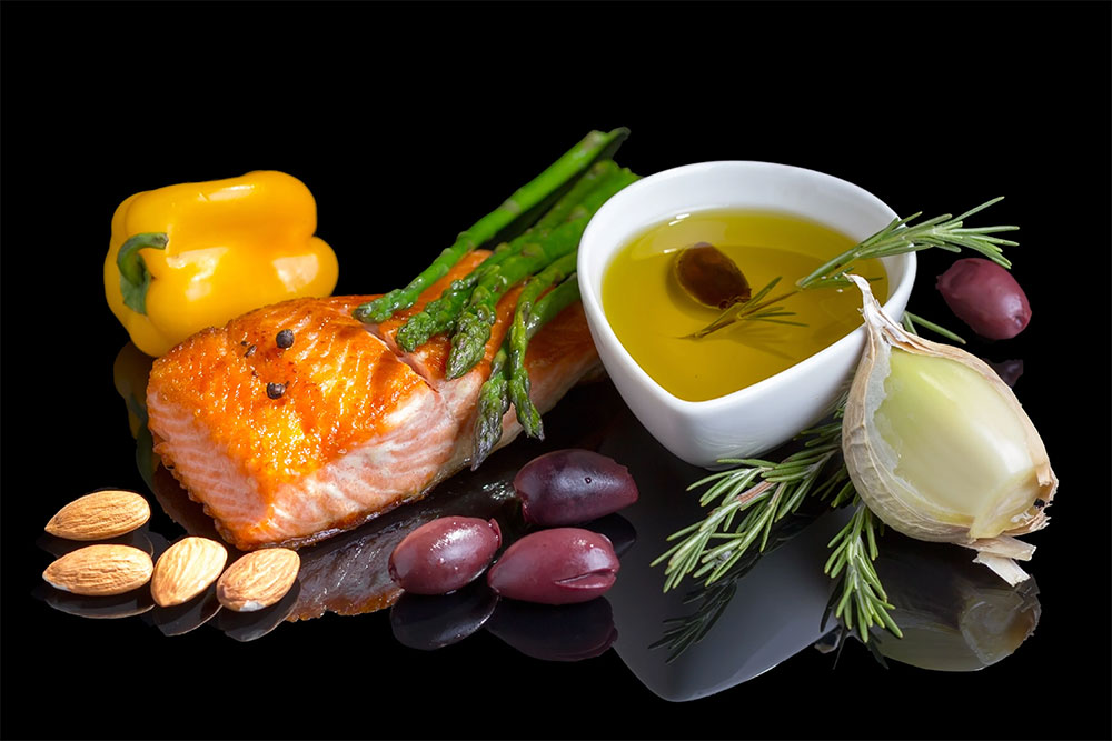Assortment of herbs, spices, and whole foods known for anti-inflammatory properties