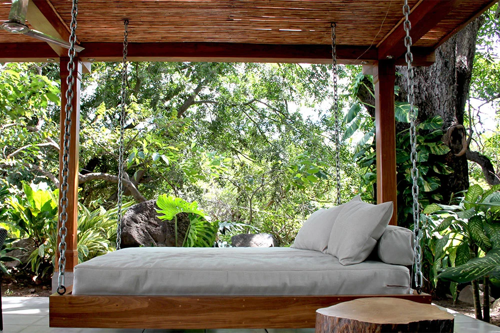 Comfortable bed setup featuring natural mattress and organic bedding